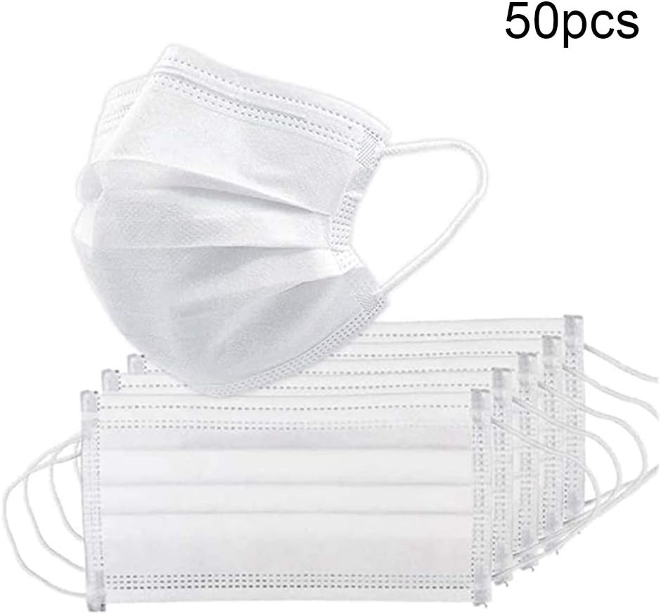 comeslele Useful 50Pcs Disposable 3 Layer Anti-Pollution Dustproof Breathable White Mouth Face Cover White 50pcs
