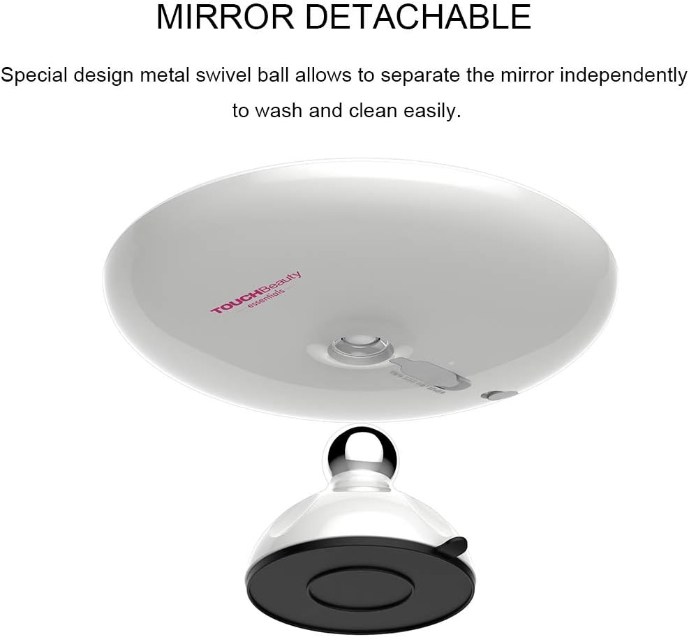 TOUCHBeauty 7X Lighted Magnifying Mirror 6.7 inch Waterproof Locking Suction Cup Shower Mirror 360° Swivel High Definition Magnified Mirror with Light Rechargeable Touch Control Brightness Adjustable: Kitchen & Dining
