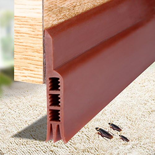 SiRee Draft Stopper Door Bottom Seal Strip Weather Stripping Under Door Sweep 2inch Width X 3 Feet Length (Brown)