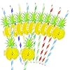 Hysagtek 50 Pcs Pineapple Paper Straws Tropical Drinking Straws 3D Cocktail Decorative Straws for Hawaiian Luau Theme…