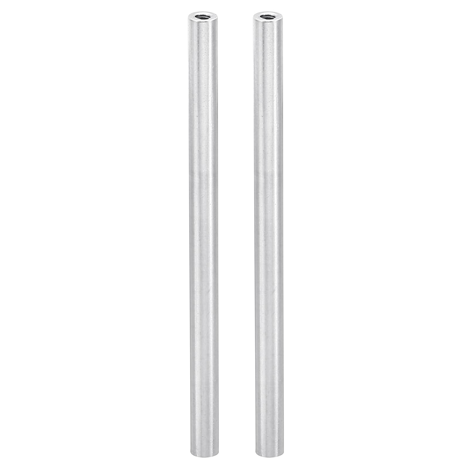 PATIKIL 2pcs M3 Metal Threaded Standoff Spacer Nuts, Round Aluminum Spacers Female Coupling Screws, 1/8" ID x 3/16" OD, Silver 3x5x80mm — image 1