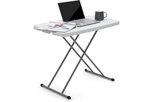 Magshion 30" Height-Adjustable Folding TV Tray Table Portable Dinner White Table Easy Storage for Living Room Bedroom