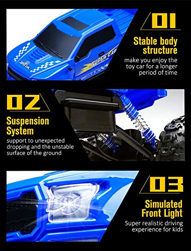 DOUBLE E Remote Control Trucks Monster RC Car 1:12 Scale Off Road Vehicle2.4Ghz Radio Remote Control Car 4WD High Speed Racing All Terrain Climbing Car Gift for Boys Girls Kids