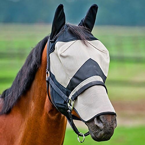Horze Extra Long Nose Fly Mask Super-soft, form-fitting micro-mesh cap will not rub and helps the mask stay cool