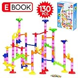 MetroTen Marble Run Toy Maze Ball Game Set for Kids, 130 Pieces with 30 Marbles, Race Coaster Educational Construction Building Blocks by
