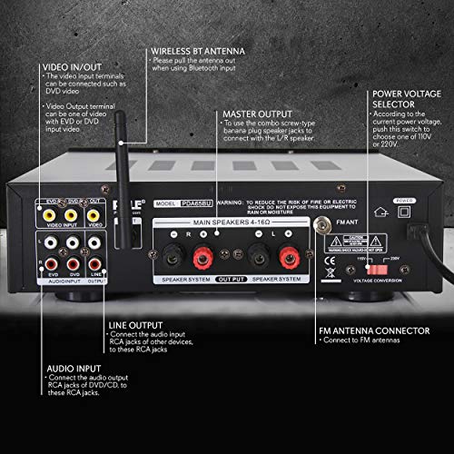 Wireless Bluetooth Power Amplifier System - 200W Dual Channel Sound Audio Stereo Receiver w/ USB, AUX, MIC IN w/ Echo… - Image 2