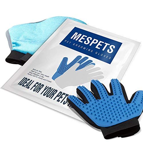 [Enhanced Version] Pet Grooming Glove - Gentle Deshedding Brush Glove - Efficient Pet Hair Remover Mitt - Massage Tool with Enhanced Five Finger Design - Perfect for Dogs & Cats with Long & Short Fur