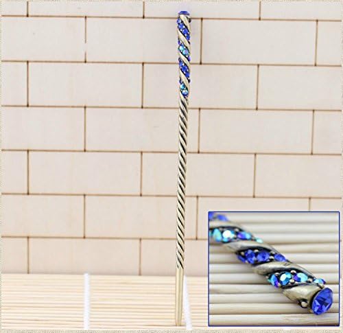 Bamboo Style Hair sticks for Women Vintage Bride Headdress Enamel Hair Wear Hair Chopsticks Hairpin Chignon Pin Blue 2PCS