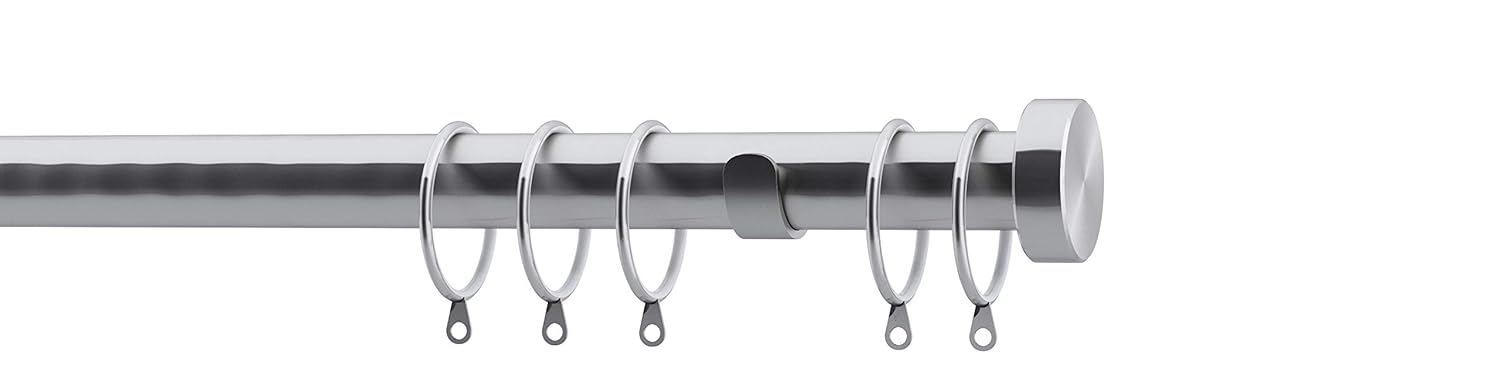 Speedy 28mm Stud End Cap Fixed Complete Curtain Pole Set Satin