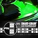 Aura 6pc Auto Interior Lighting LED Strip Kit - Double Row - 16+ Smart-Color, Soundsync, Light Show Patterns, and Remote - Accent Underdash Footwell Floor