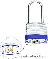 THETAG Steel Padlock with Keys Long Shackle Heavy Duty Waterproof Garden Shed view 2