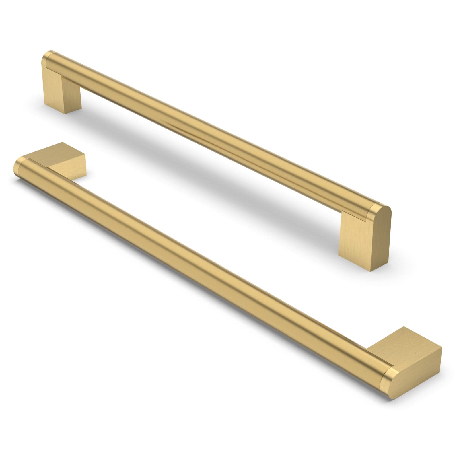 FURNIWARE 10 Pack Cabinet Pulls, Hardware Drawer Handles, Stainless Steel Kitchen Cabinet Door Handles Pull, Brass-256mm(10 Inch) Hole Center