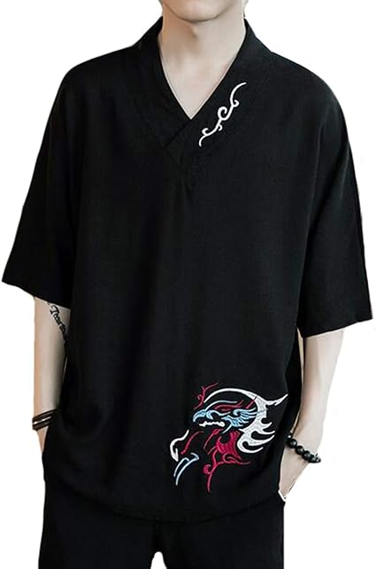 Amazon Piite ｔシャツ メンズ トップス 半袖 ワイシャツ カジュアル 通気 刺繍 カットソー ゆったり ブラウス 和式 ｔシャツ パーカー 春夏対応 ｔシャツ おしゃれ トップス 原宿系 Tシャツ カットソー 通販