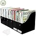 Evelots Magazine File Holder - Set of 12 Black - Office Desk Organizer - Sturdy Cardboard - New Upgraded Double Front Panel for More Stability - Full 4 Inch Wide - Easy Assemble