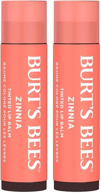 Burt's Bees 100% Natural Moisturising Tinted Lip Balm Zinnia 4.25g Pack of 2