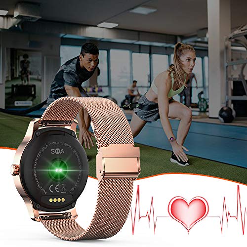 SMA-R2 Smart Watch for Women for Men Wear Fitness Tracker Watches with Heart Rate Monitor Sleep Monitoring Blood Pressure Monitor GPS Sport Outdoor Smartwatches for Andriod Phones and iOS (Gold) - Thumbnail 5