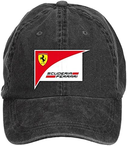 Desig Creato Adjustable The current Scuderia Ferrari logo Printed Hats for Women Black One Size