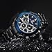 Stainless Steel Strap Mens Watch Chronograph Date Quartz Sport Watch Black/Blue