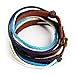 MORE FUN Charm Mens Womens Genuine Leather Bangle Colorful Rope Snap Button Multilayer Wrap Bracelet (Blue)