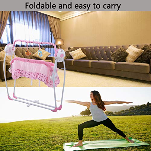Upgrade (Seat Belt) Electric Baby Bassinet Swing, Music Remoter Control Sleeping Basket Bed The Best Gift for mom(Blue) - Thumbnail 6
