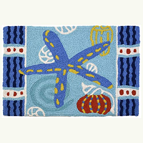 Jellybean JBJHN008 20 x 30 in. Teal Starfish Area Rug Beachfront Decor