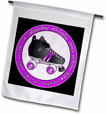 Modern Derby Chicks Roll With It Purple And Black With Black Roller Skate Home Yard Garden Flag Indoor Outdoor Decor Double Sides Polyester Flag 12 x 18 Inches
