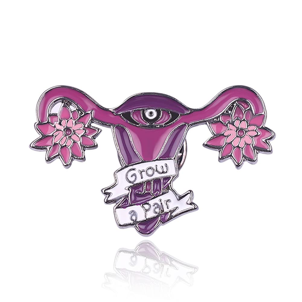 Grow A Pair Uterus Ovaries Feminist Enamel Brooch Pins Badge Lapel Pins Alloy Metal Fashion Feminist Jewelry Accessories Gifts For Women Doctor Nurse