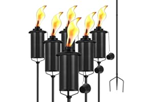 ZSZMFH 6 Pack Metal Torch for Outside, 16oz Outdoor Metal Torch Garden Décor,59-Inch Upgraded Citronella Torches with 3-Prong Grounded Stake, Table Top Torches for Party Patio Pathway