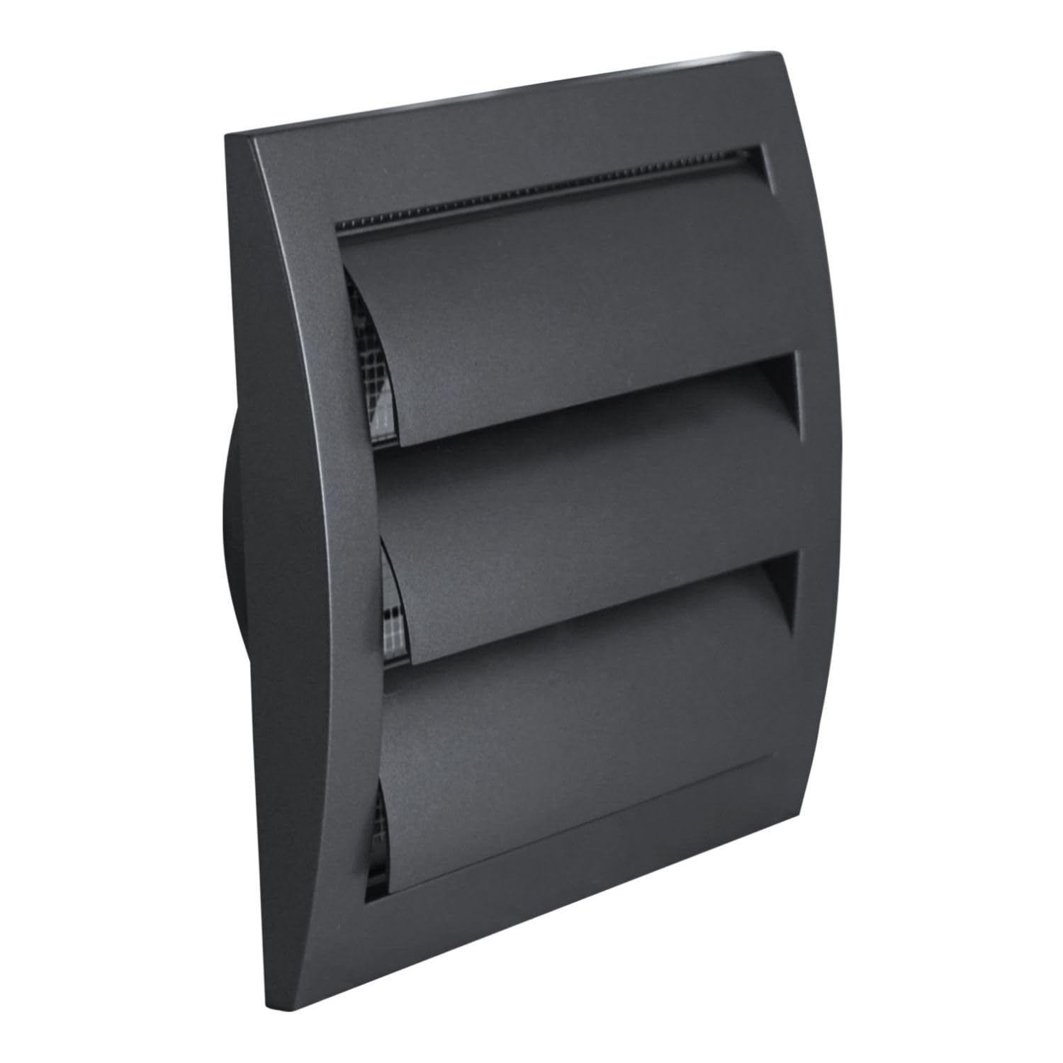 Steinberg14 Anthracite 100mm / 4'' Plastic Gravity Grille - Ducting Air Ventilation Cover with Round Spigot and Non-Return Gravity Shutters — image 1