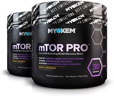 Myokem mTOR PRO Post / Intra Workout BCAA Amino Acid Supplement - Muscle Recovery Drink with BCAAs, EAAs, Leucine, Valine, Isoleucine, Electrolytes and More - Mango Lemonade, 30 Servings (2)