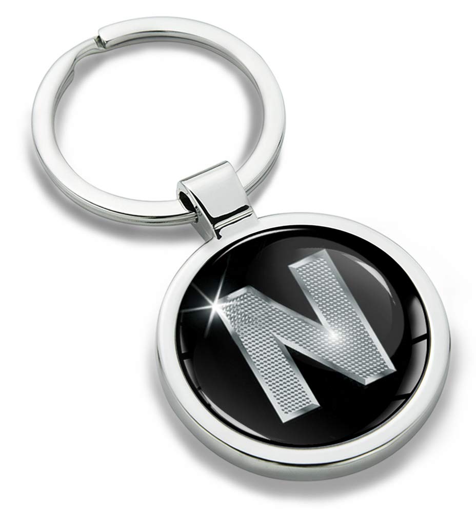 Biomar Labs Letter Keychain Alphabet Initial Keyring 3D Metal Stainless Steel Personalised Initials Charm for Car and Keys Available in Silver Rose Gold or Gold (N in Silver KK 14) — image 1