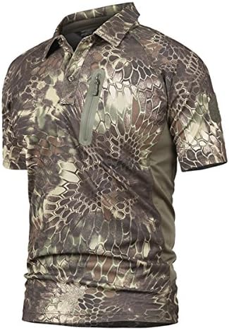 Men's Tactical Army Hunting Polo Military Short Sleeve Shirt Cargo Tactical Pullover Outdoor T-Shirt Army Combat