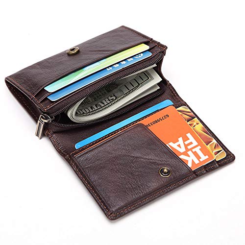 Vntage Leather Mens Slm Trfold Wallet RFD Blockng Credt Card