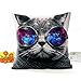 oFloral Galaxy Hipster Cat Theme Throw Pillow Cover Funny Cat Wear Color Sunglasses Rectangle Pillow Case Cushion Cover Standard Size 18