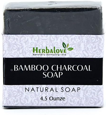 Herbalove Bamboo Charcoal Natural Handmade Soap Bar All Natural Detoxifying Face &amp; Body Cleanser, Nourishing, Refreshing and Rejuvenating Your Skin. Perfect For All Skin Types.