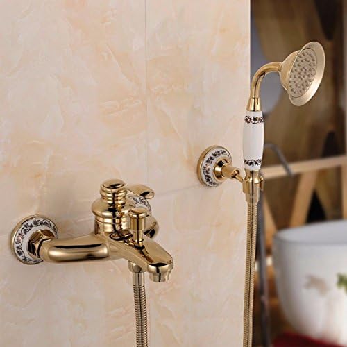 Hlluya Professional Sink Mixer Tap Kitchen Faucet The Golden Showers Set into The Wall Retro Single Head Handheld Shower Bath Faucet, B