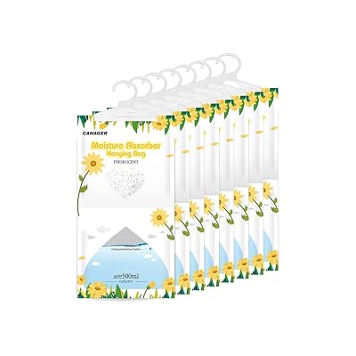 CANAGER Hanging Moisture Absorber, Fresh Scent Moistureproof Desiccant Hanging Bag,Dehumidifier Bag (8 packs) Hanging Closet Dehumidifier Bags, Moisture Absorb 12.5 oz