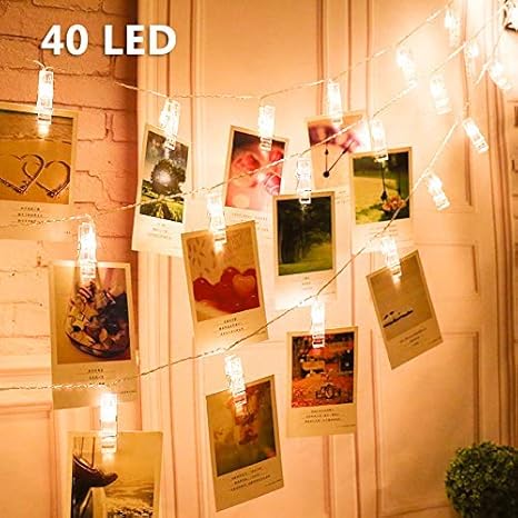 Albero Di Natale Con Foto Polaroid.Vegena 40 Leds Foto Clip Luci Per Foto Luci Della Stringa Batteria Alimentato Porta Foto Polaroid Mollette Lucine Led Decorative Per Camere Per Natale Matrimonio Festa Di Compleanno Bianco Caldo Amazon It Illuminazione