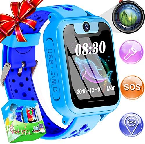 Kids Smart Watch Phone GPS Tracker Boys Girls Childs Smartwatch Touch Screen SOS Two Way Call Camera Electronic Learning Toys Outdoor Sport Cellphone Wristwatch Christmas Birthday Holiday Gift