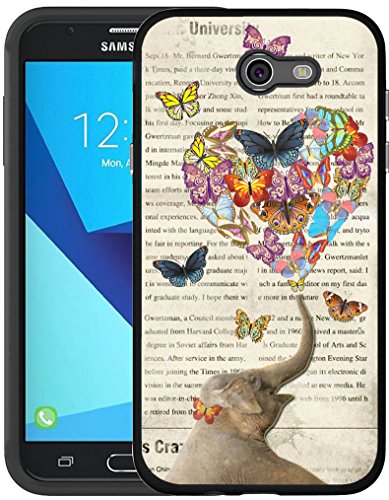 J7 Case Elephant & MUQR Cover Protective Slim Rubber Fashion Compatible for Samsung Galaxy J7/J7 V/J7 Sky Pro/J7 Perx/J7V 2017/J7 Prime Black & Lovely Animal Print Creative Personalized