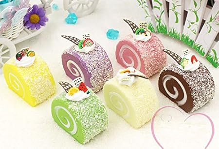 Amazon Co Jp Veerlive かわいい カラフル ロールケーキ 食品サンプル 6色セット マグネット付き Aタイプ 並行輸入品 おもちゃ