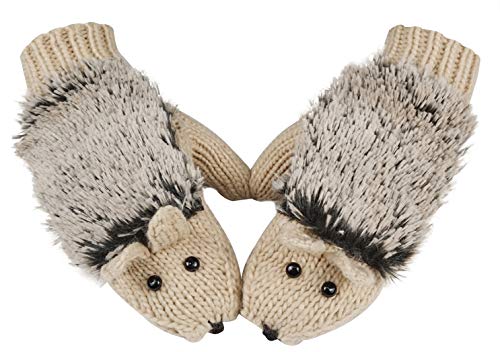 Winter Gloves Mittens Like Lovely Hedgehog For Women,Beige
