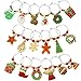 Boao 18 Pieces Wine Glass Charms Christmas Themed Wine Glass Marks Drink Tags Wine Glass Tags for Party Favors and Family Gathering