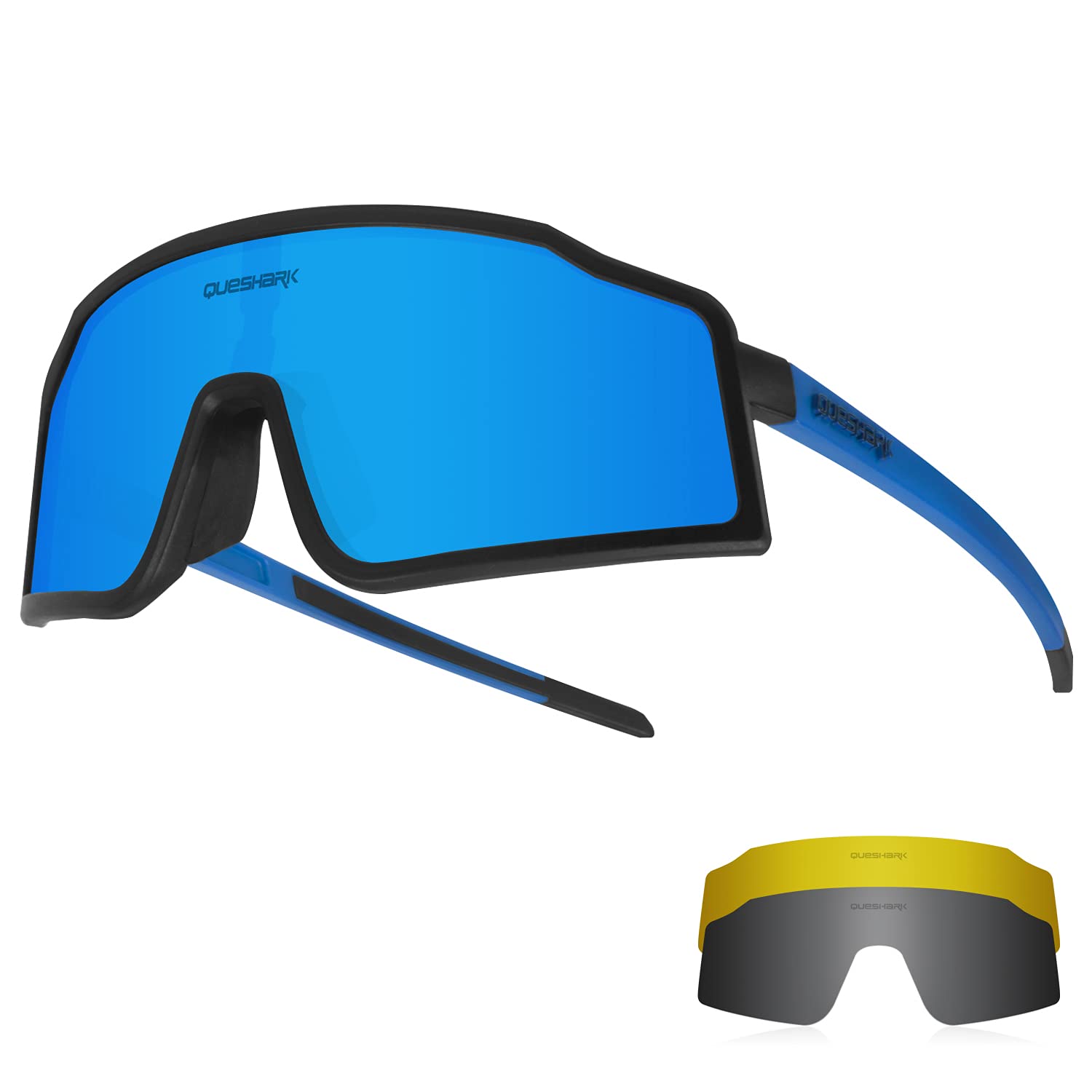 Queshark Cycling Sunglasses Bike Glasses For Men Women 1 Polarized 2 HD Lens Anti UVA UVB For MTB Road Bike Running Fishing Hiking
