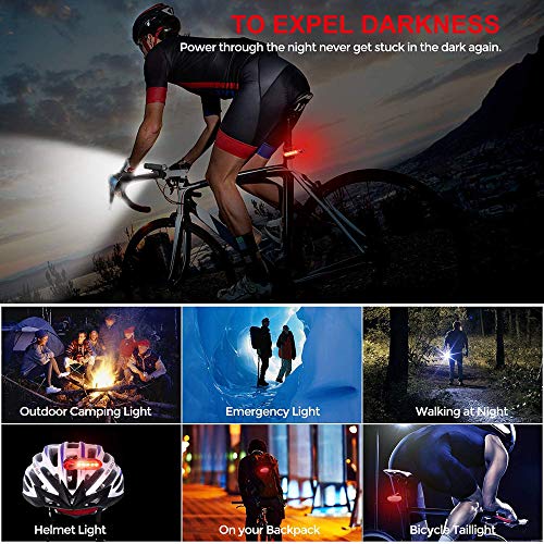 SEANKEI Bicycle Headlight, Solar Bike Front Light Taillight High Bright Mountain Road Cycling Safety Commuter Flashlight with 3 Modes, Waterproof Bike Light