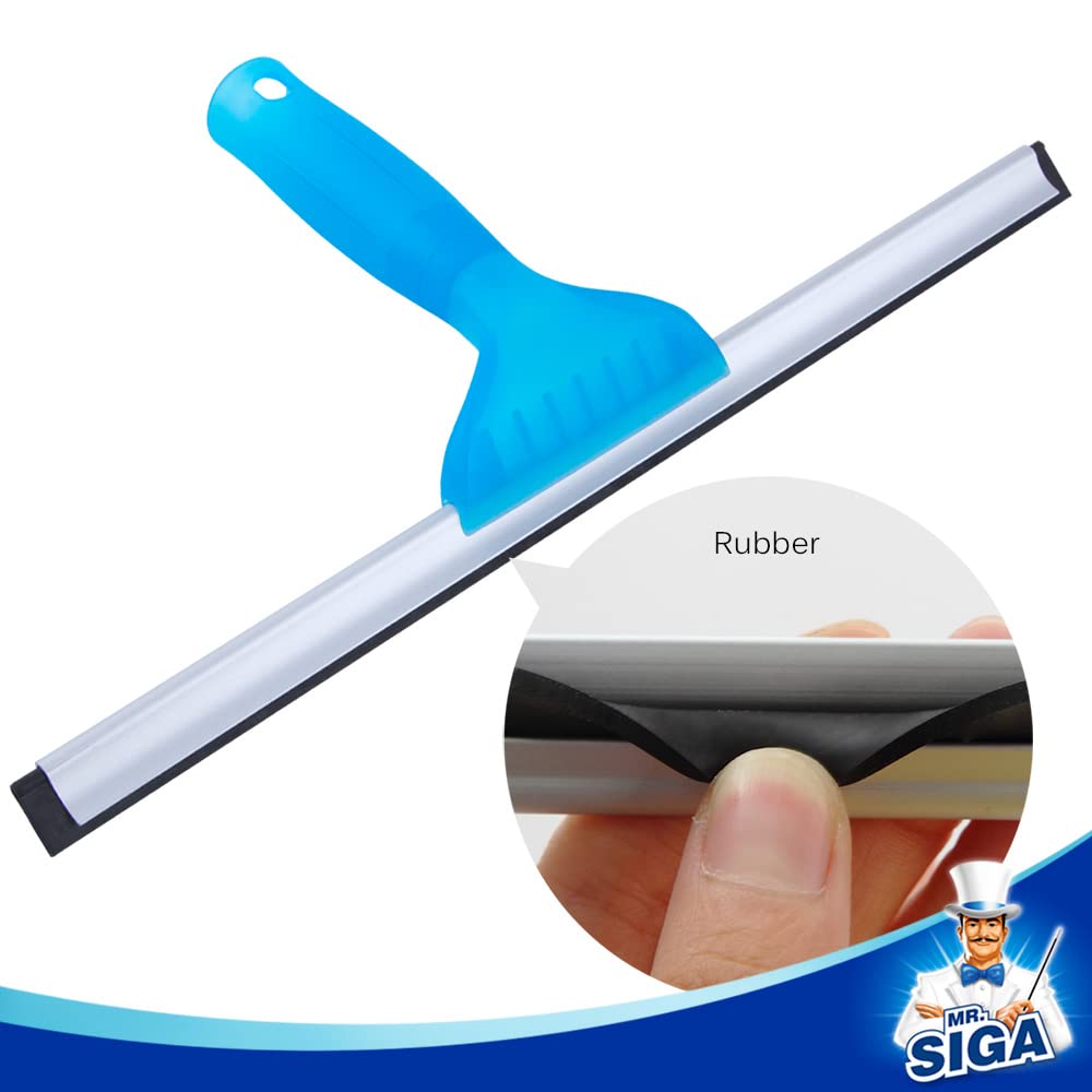 MR.SIGA Professional Window Cleaning Combo - Squeegee & Microfiber Window Scrubber, 14