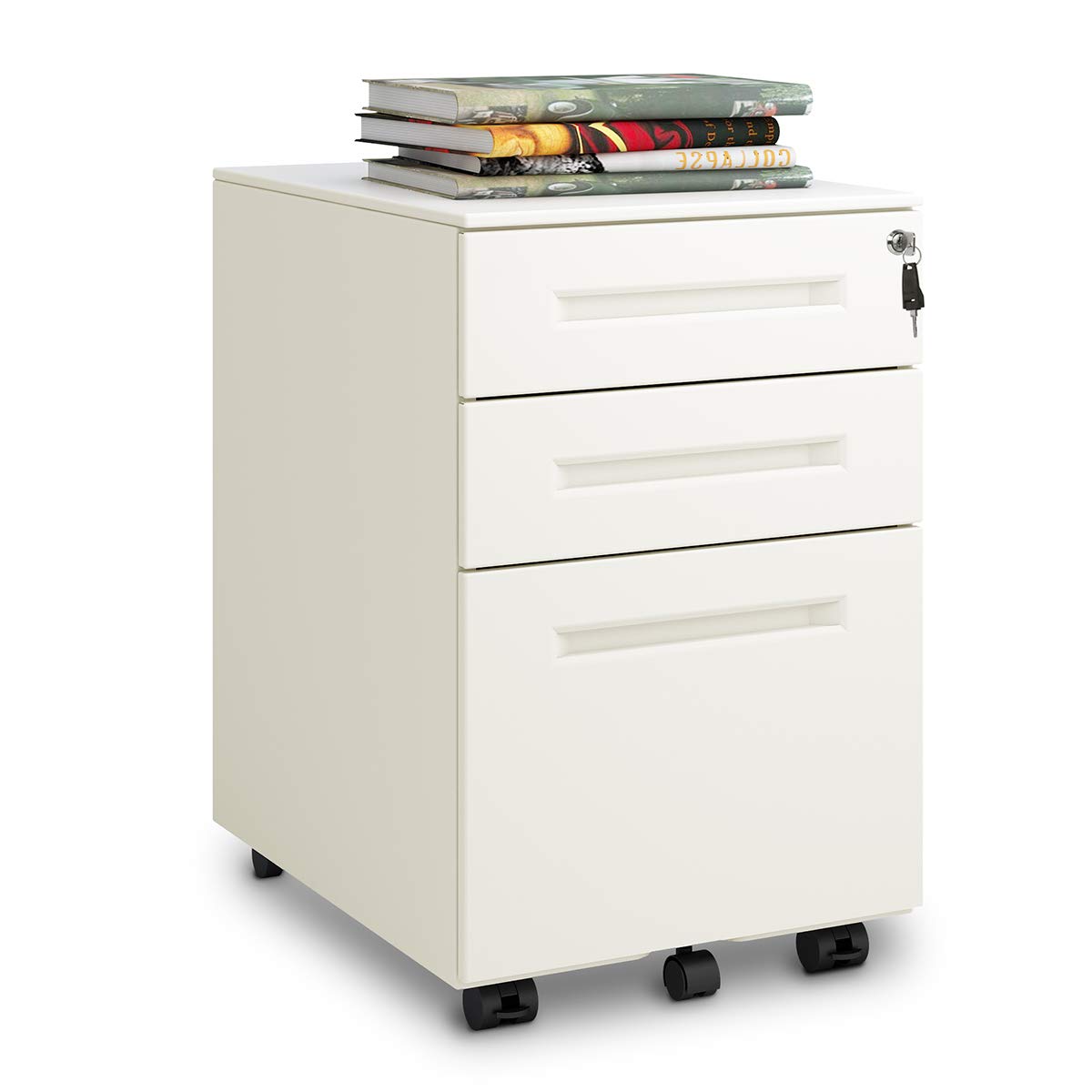 3 Drawer Mobile Metal File Cabinet With Lock Mobile Pedestal In White Office Products Dprd Tasikmalayakab Go Id