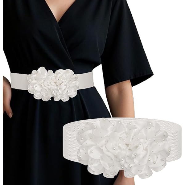 Amazon.com: Wriidy Stretchy Belt Wide Flower Belt Women  display picture 2