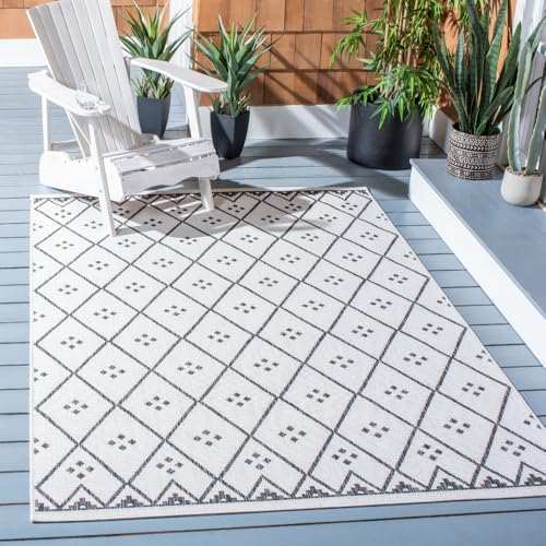 SAFAVIEH Washable Rug Outdoor Courtyard Collection - 5'3" x 7'7", Ivory & Black…