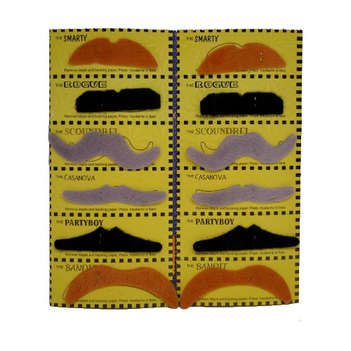 12 Mustache Party Pack - 12 assorted